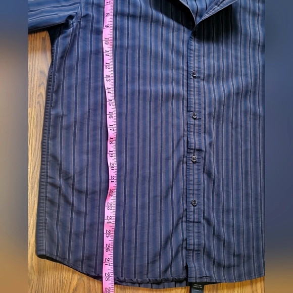 bellissimo Mens Long Sleeve Collard Stripped Dress Shirt Size XL - Picture 3 of 7